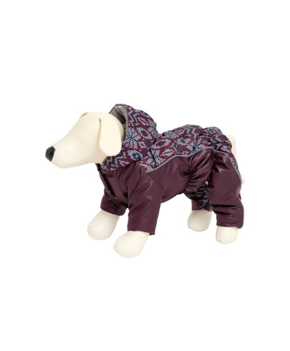  Комбинезон для собак на синтепоне р32 спинка  32см для девочки бордо/принт OSSO