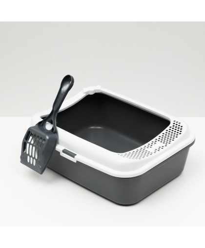 Туалет для кошек Сима с бортиком плюс совок 30*39*13,5см серый FIX Туалет для кошек Сима с бортиком плюс совок 30*39*13,5см серый FIX