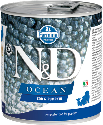 Фармина/Farmina консервы N&D Ocean корм для щенков Треска с тыквой 285гр Фармина/Farmina консервы N&D Ocean корм для щенков Треска с тыквой 285гр