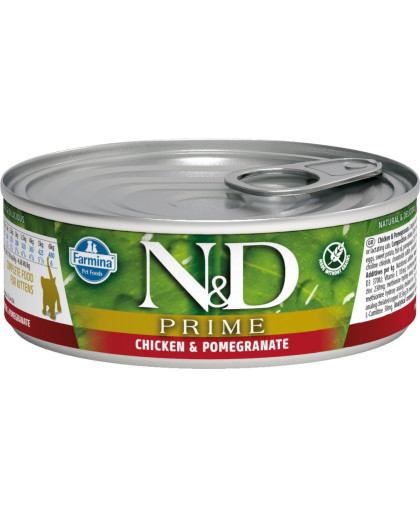 Фармина/Farmina консервы N&D Prime корм для котят Курица с гранатом 80гр Фармина/Farmina консервы N&D Prime корм для котят Курица с гранатом 80гр