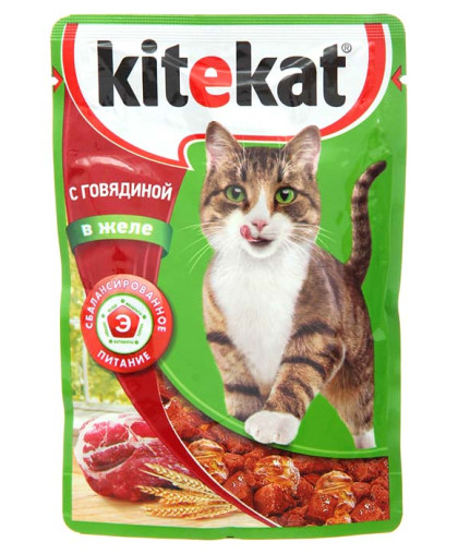  Китекет/Kitekat  85гр корм для кошек говядина/желе*28 (пауч)