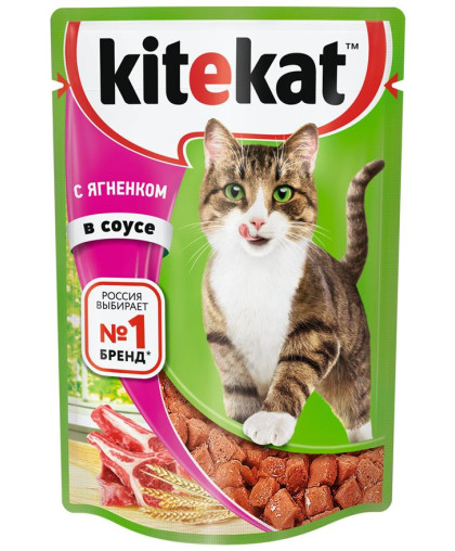  Китекет/Kitekat  85гр корм для кошек ягненок/соус*28 (пауч)