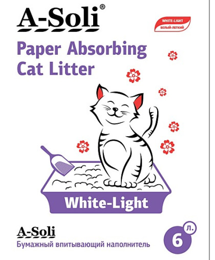 Наполнитель бумажный впитывающий А-Соли/A-Soli Вайт Лайт цветной 6мм 2,7кг/6л Наполнитель бумажный впитывающий А-Соли/A-Soli Вайт Лайт цветной 6мм 2,7кг/6л