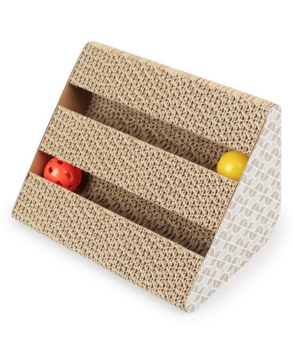 Когтеточка гофрокартоновая треугольная с мячиками 30*28*21см Уют Когтеточка гофрокартоновая треугольная с мячиками 30*28*21см Уют