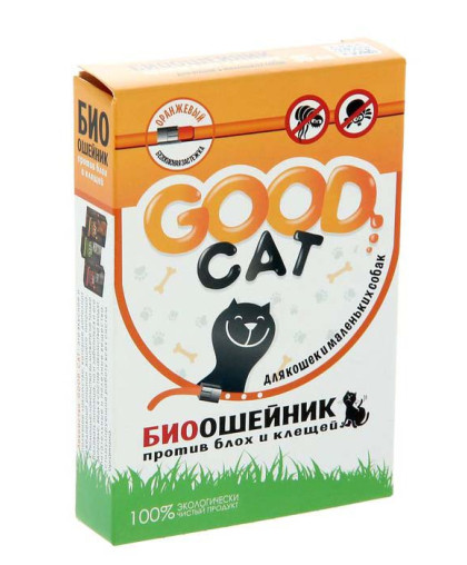  Гуд Кэт Био ошейник для кошек и мелких собак от блох и клещей  35см, оранжевый*6