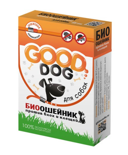  Гуд Дог Био ошейник для собак от блох и клещей  65см, оранжевый*6