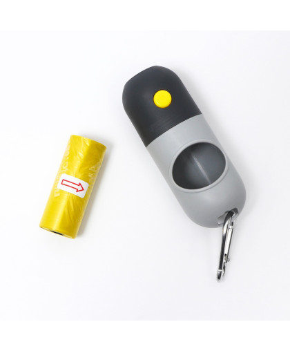 Контейнер с фонариком и пакетами для уборки рулон 15 пакетов серый Пушистое счастье Контейнер с фонариком и пакетами для уборки рулон 15 пакетов серый Пушистое счастье