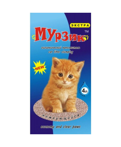 Наполнитель бентонитовый комкующийся Мурзик Экстра из цеолитсодержащих минералов 4л/2,2кг*4 Наполнитель бентонитовый комкующийся Мурзик Экстра из цеолитсодержащих минералов 4л/2,2кг*4