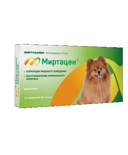 Миртацен таблетки для собак для коррекции пищевых расстройств 10таб (3,75мг) Миртацен таблетки для собак для коррекции пищевых расстройств 10таб (3,75мг)