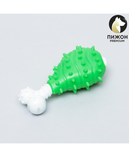 Игрушка для собак Голень пластик твердый+мягкий 12см зеленая Пижон Игрушка для собак Голень пластик твердый+мягкий 12см зеленая Пижон