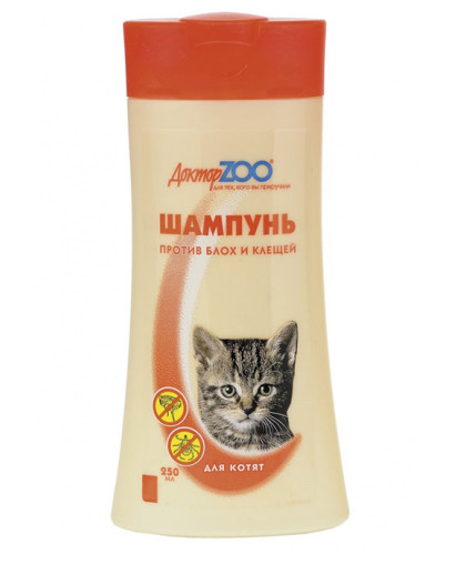  Шампунь Доктор Зоо для котят от блох и клещей  250мл*15