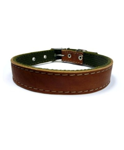  Ошейник кож.  25мм 2слоя кожа+брезент-50см СА