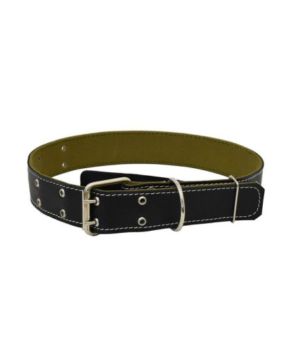 Ошейник кожа 45мм 2 слоя кожа+брезент 2 вилки Алабай ZooMoDa Ошейник кожа 45мм 2 слоя кожа+брезент 2 вилки Алабай ZooMoDa
