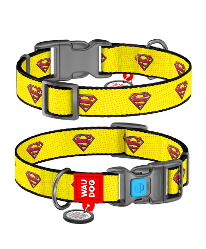  Ошейник для собак нейлоновый Супермен2 пластиковый фастекс  20мм*24-40см WauDog CoLLaR