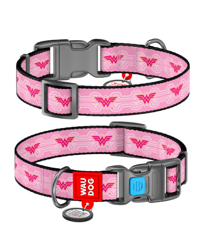  Ошейник для собак нейлоновый Чудо-женщина пластиковый фастекс  15мм*23-35см WauDog CoLLaR