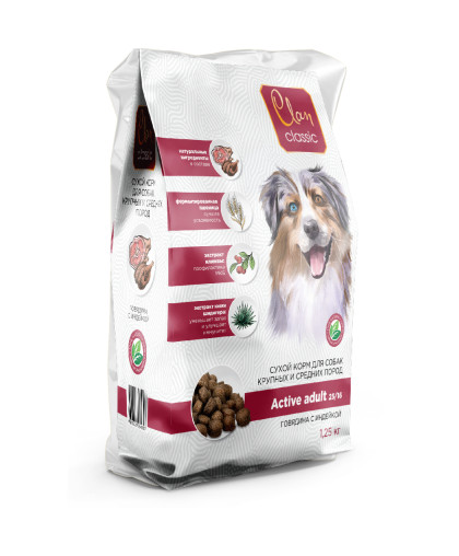 Клан/Clan Classic Active корм для собак крупных и средних пород говядина/индейка 1,25кг Клан/Clan Classic Active корм для собак крупных и средних пород говядина/индейка 1,25кг