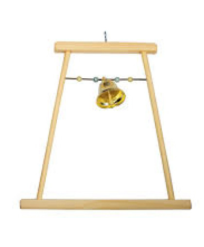 Игрушка для птиц Качели деревянные большие с бусами и колокольчиком Игрушка для птиц Качели деревянные большие с бусами и колокольчиком