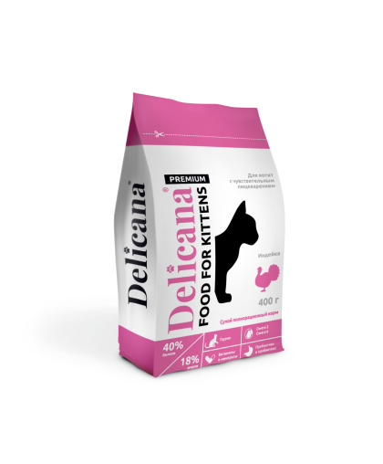 Деликана/Delicana корм для котят чуствительное пищеварение Индейка 400гр*20 Деликана/Delicana корм для котят чуствительное пищеварение Индейка 400гр*20