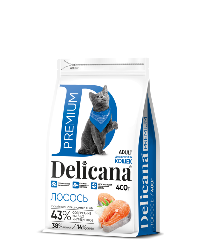 Деликана/Delicana корм для кошек Лосось 400гр Деликана/Delicana корм для кошек Лосось 400гр