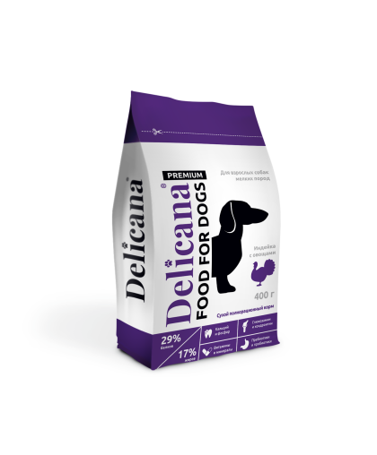  Деликана/Delicana корм для собак мелких пород Индейка с овощами  400гр*20