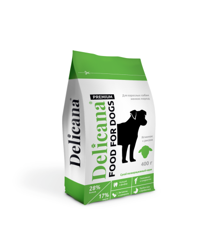  Деликана/Delicana корм для собак мелких пород Ягненок с рисом  400гр*20