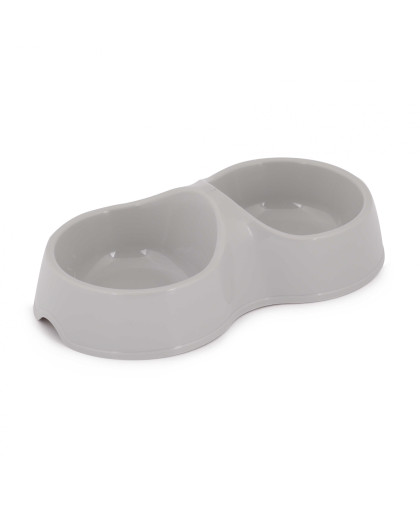  Миска пластиковая двойная  200мл серый 23*12,5*6,1 см Альтернатива