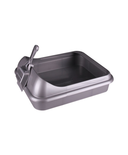  Туалет для кошек Верный друг совок в комплекте  45,5*35,5*15 см серый-металлик Альтернатива