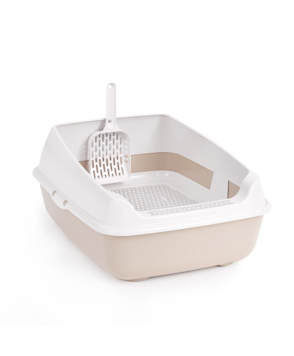 Туалет для кошек с высоким бортом сеткой и совком 50,5*39*23,5 см бежевый Альтернатива Туалет для кошек с высоким бортом сеткой и совком 50,5*39*23,5 см бежевый Альтернатива