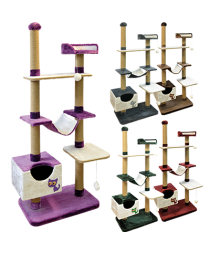 Комплекс многоуровневый для кошек мех пенька 1100*470*1900 Коричневый Зооник