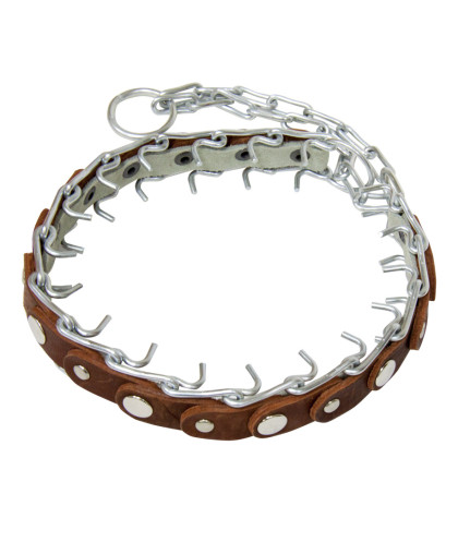  Ошейник строгий проволочный, сварная цепь  3мм с кожей (Р) Зооник