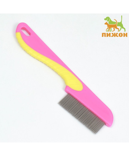 Расческа для шерсти короткие зубья 1,7см 15,6*5,3см розовая/желтая Пижон Расческа для шерсти короткие зубья 1,7см 15,6*5,3см розовая/желтая Пижон