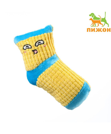  Игрушка для собак Носок с пищалкой  16см желтый Пижон