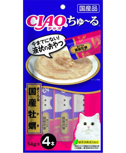 Инаба/INABA ЧАО ЧУРУ лакомство для кошек пюре тунец магуро и устрица 14гр*4 Инаба/INABA ЧАО ЧУРУ лакомство для кошек пюре тунец магуро и устрица 14гр*4