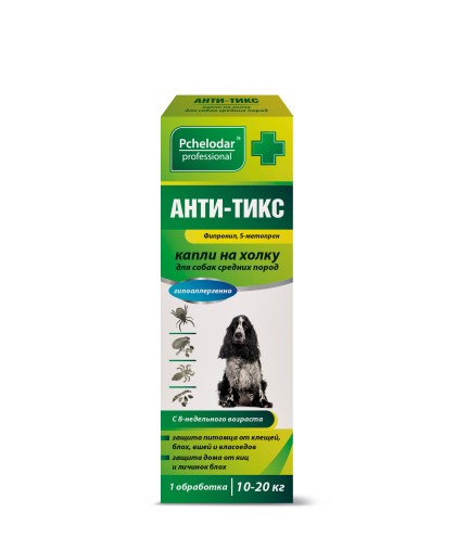  Анти-Тикс для собак средних пород  10-20кг 1,4мл (в уп. 1 пип.) от блох, клещей, власоедов, вшей*35