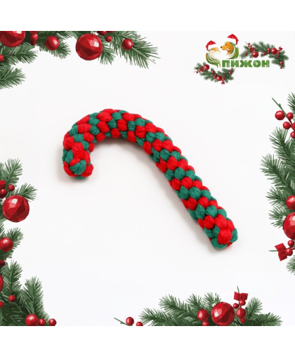 Игрушка для собак канатная Новогодний леденец 15см зеленая/красная Пижон Игрушка для собак канатная Новогодний леденец 15см зеленая/красная Пижон