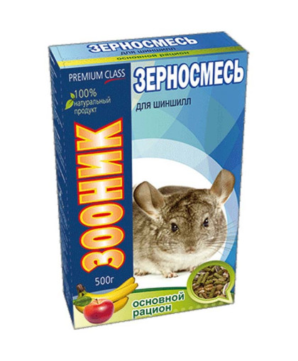  Зооник зерносмесь Премиум корм для шиншилл "Основной рацион"  400гр*14