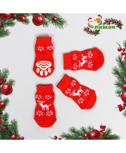 Носки для собак Олени рL 3,5*5*8см 4 шт Пижон Носки для собак Олени рL 3,5*5*8см 4 шт Пижон