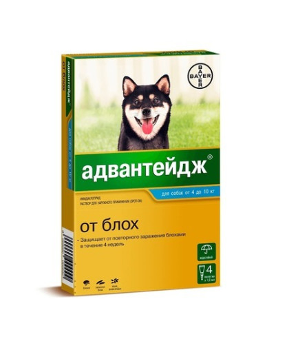 Адвантейдж для собак и щенков от 4-10кг (1 пипетка *4 с 4 недель (от блох) Адвантейдж для собак и щенков от 4-10кг (1 пипетка *4 с 4 недель (от блох)