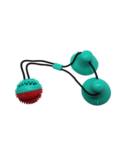 Игрушка для собак интерактивная Тяни-Кусай на двух присосках 55см бирюзово-красный шипованый мяч Уют Игрушка для собак интерактивная Тяни-Кусай на двух присосках 55см бирюзово-красный шипованый мяч Уют