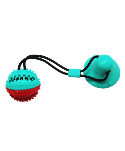 Игрушка для собак интерактивная Тяни-Кусай на одной присоске 40см бирюзово-красный шипованый мяч Уют Игрушка для собак интерактивная Тяни-Кусай на одной присоске 40см бирюзово-красный шипованый мяч Уют