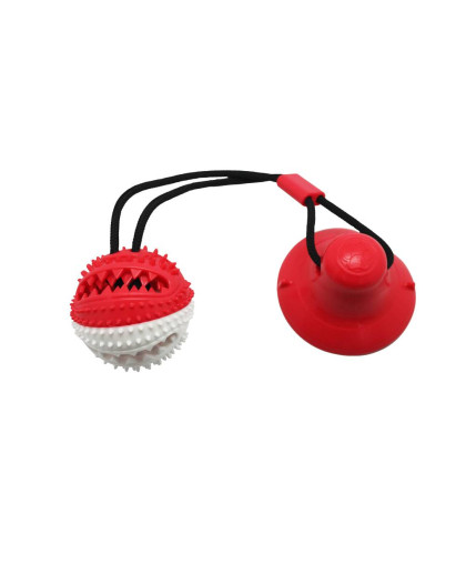 Игрушка для собак интерактивная Тяни-Кусай на одной присоске 40см красно-белый шипованый мяч Уют Игрушка для собак интерактивная Тяни-Кусай на одной присоске 40см красно-белый шипованый мяч Уют