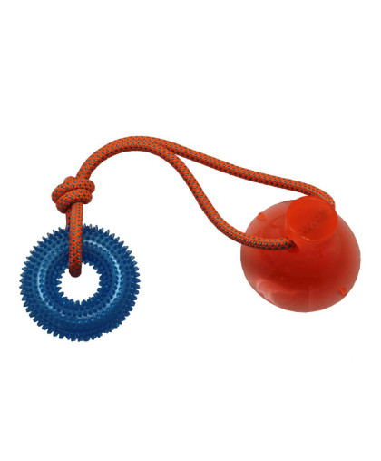 Игрушка для собак интерактивная Тяни-Кусай на одной присоске 45см синее шипованое кольцо Уют Игрушка для собак интерактивная Тяни-Кусай на одной присоске 45см синее шипованое кольцо Уют