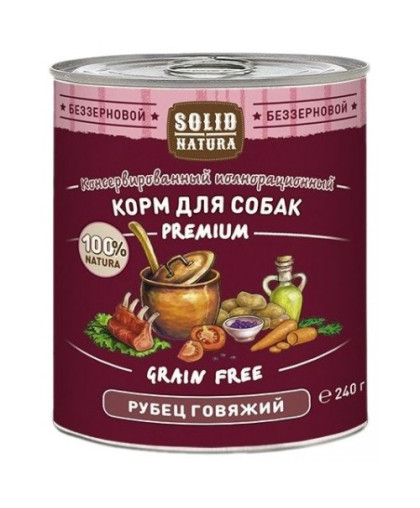  Солид/Solid  консервы Natura Premium корм для собак Рубец говяжий  240гр*12