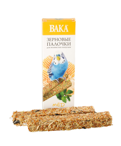 Вака Зерновые палочки для волнистых попугаев с медом 2шт. Вака Зерновые палочки для волнистых попугаев с медом 2шт.