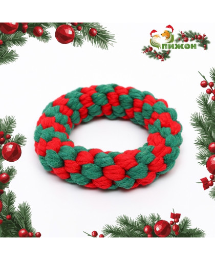 Игрушка для собак канатная Кольцо 12см зеленая/красная Пижон Игрушка для собак канатная Кольцо 12см зеленая/красная Пижон