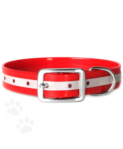 Ошейник биотановый со светоотражающей полосой 12мм 24-28см красный Каскад Ошейник биотановый со светоотражающей полосой 12мм 24-28см красный Каскад