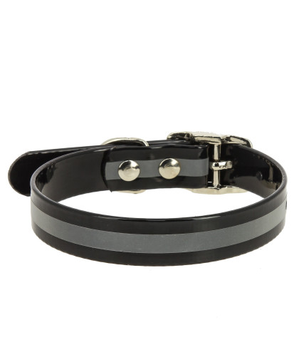 Ошейник биотановый со светоотражающей полосой 20мм 30-40см черный Каскад Ошейник биотановый со светоотражающей полосой 20мм 30-40см черный Каскад