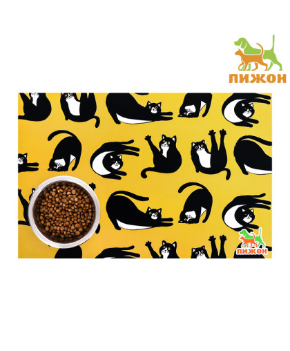 Коврик под миску Кот и разминка 43*28см Пижон Коврик под миску Кот и разминка 43*28см Пижон