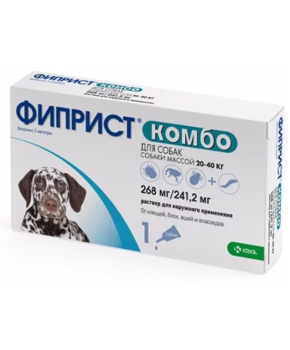 Фиприст Комбо для собак 20-40кг 1 пипетка (фипронил) Фиприст Комбо для собак 20-40кг 1 пипетка (фипронил)