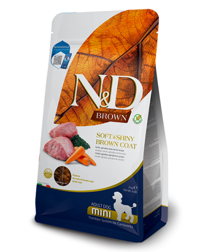  Фармина/Farmina N&D Brown корм для собак мелких пород с темной шерстью Ягненок/Спирулина/Морковь  2кг
